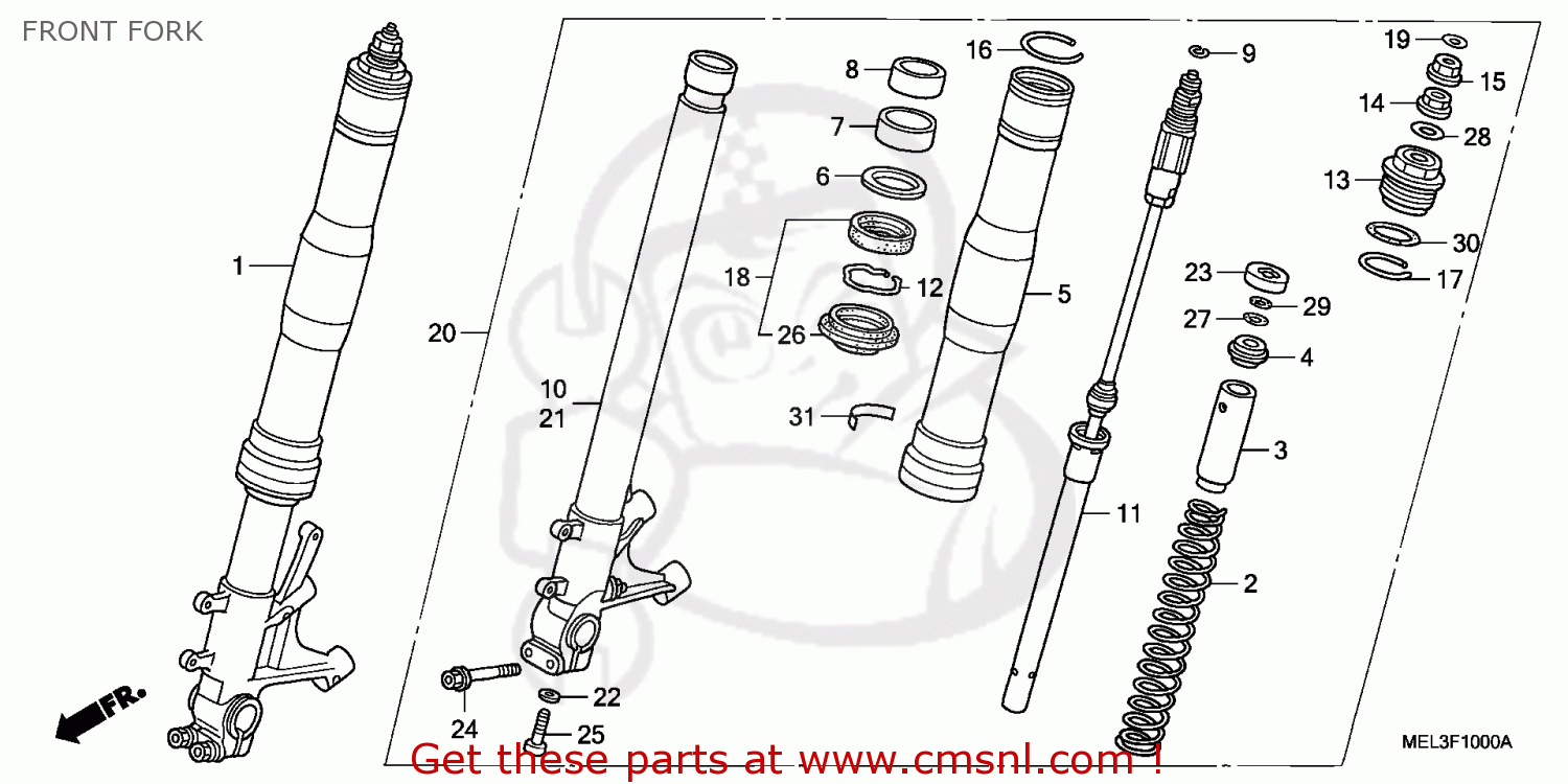 Honda PIPE COMP,R SLIDE 51425MELE21 Honda PIPE COMP,R SLIDE 51425MELE21