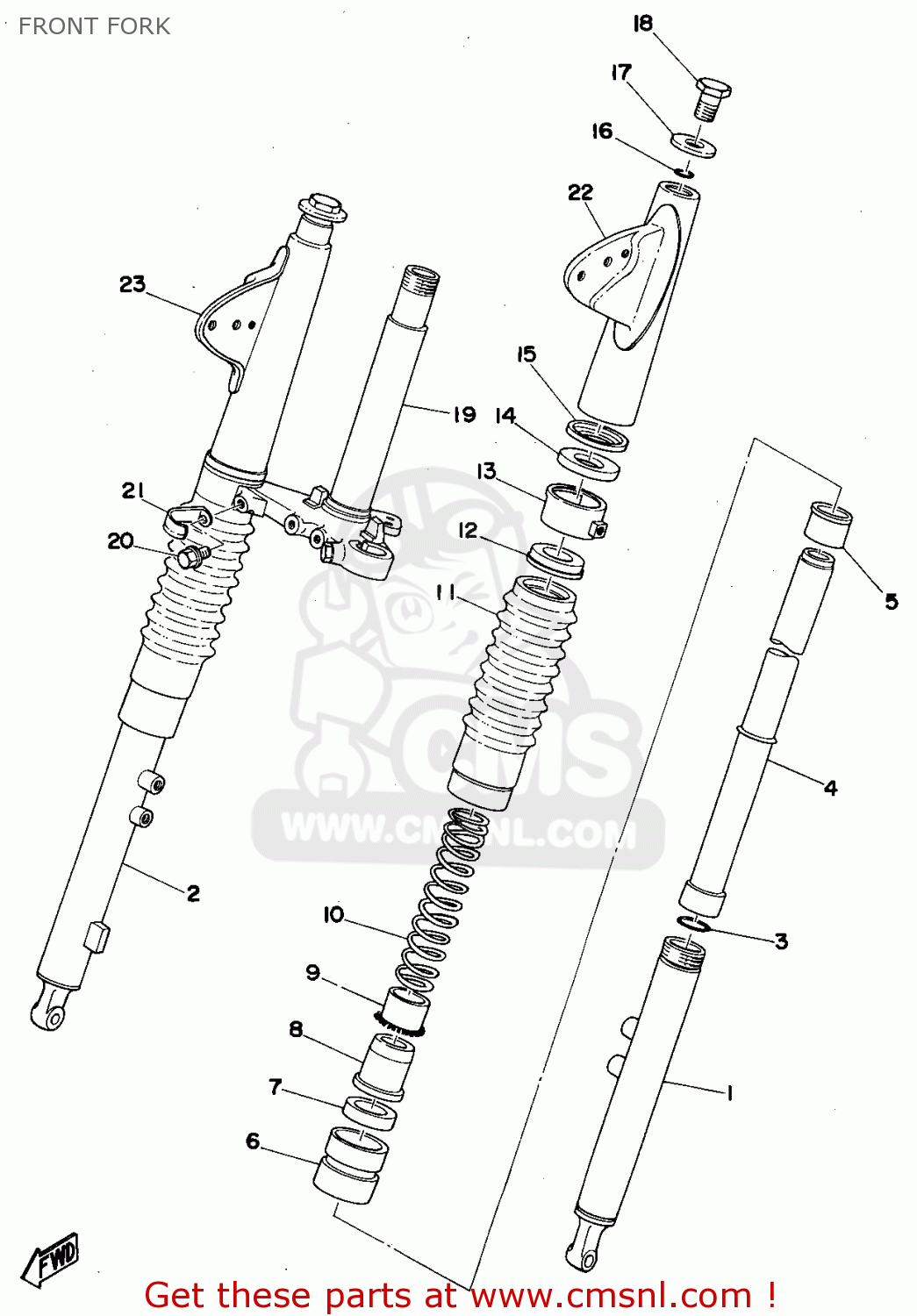 FRONT FORK ASSY for FS1E 1975 REUNION TYPE 394 order at CMSNL
