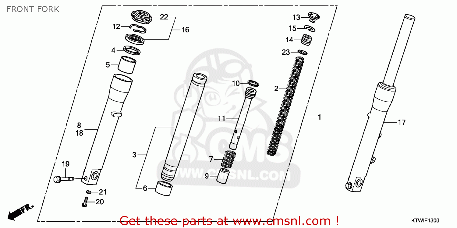 Honda FORK ASSY,R FRONT 51400KTWB01 Honda FORK ASSY,R FRONT 51400KTWB01
