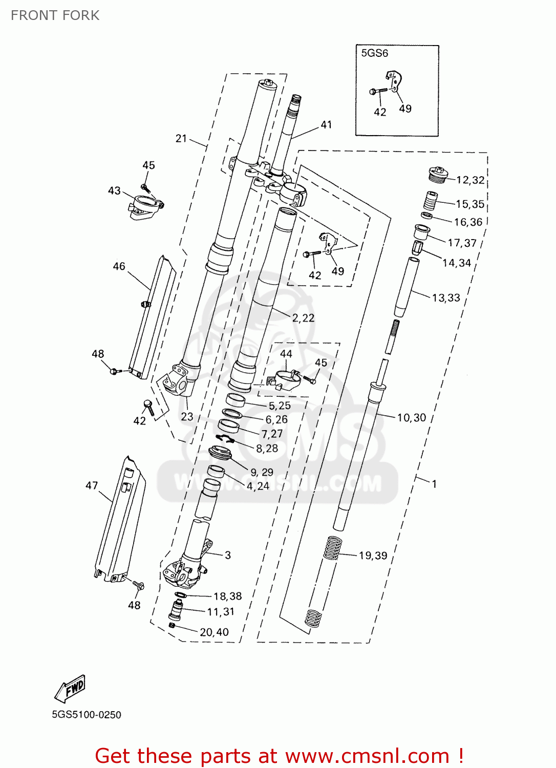 5GS2310360 Front Fork Assy (r.h) Yamaha buy the 5GS231036000 at CMSNL
