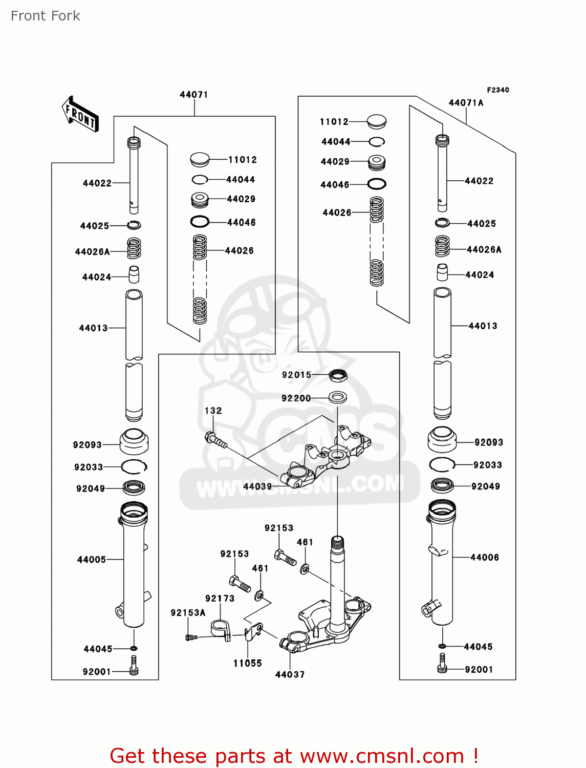 440710640458: Damper-assy,fork,rh,p Kawasaki - buy the 44071-0640-458 ...