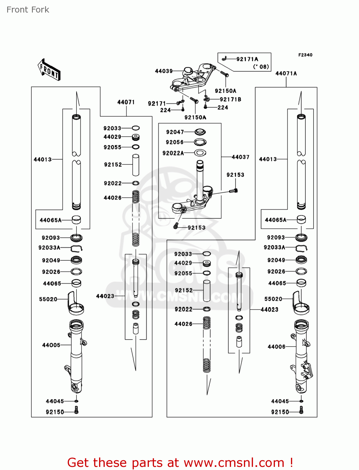 Kawasaki HOLDER-FORK UNDER,BLA 44037008818R