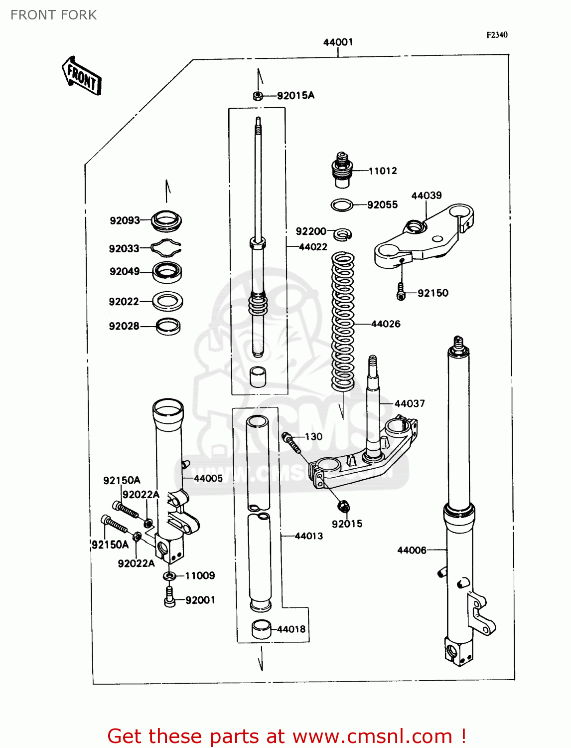 440181053: Piston-fork,inner Pip Kawasaki - buy the 44018-1053 at CMSNL