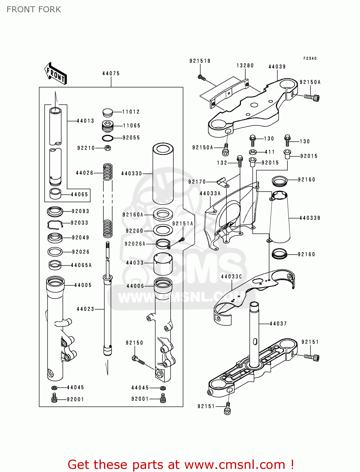 440751116: Damper-set-fork Kawasaki - buy the 44075-1116 at CMSNL