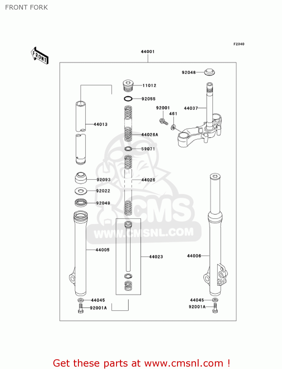 440231095: Fork Cylinder,complete Kawasaki - buy the 44023-1095 at CMSNL