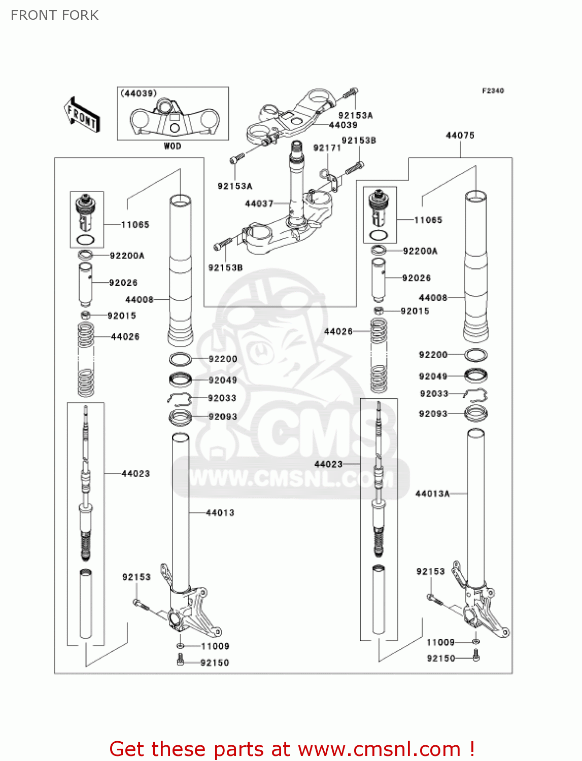 440080001: Pipe-fork Outer Kawasaki - buy the 44008-0001 at CMSNL