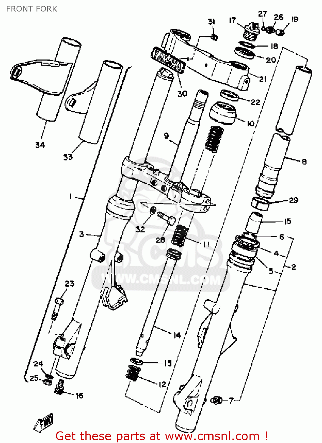 3H32311100 Bolt, Fork Yamaha buy the 3H3231110000 at CMSNL