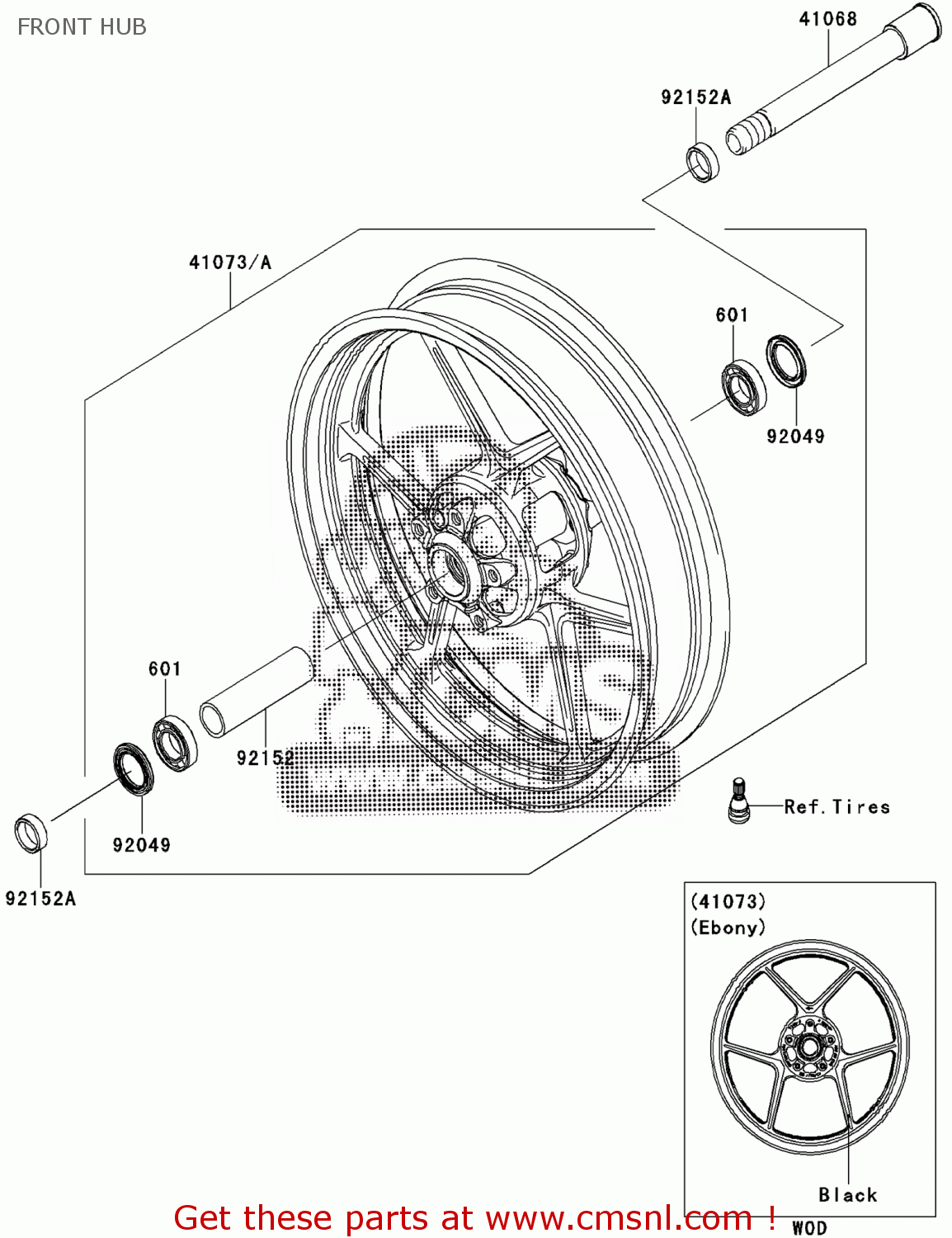 41073056618F: Wheel-assy,fr,g.black Kawasaki - buy the 41073-0566-18F ...