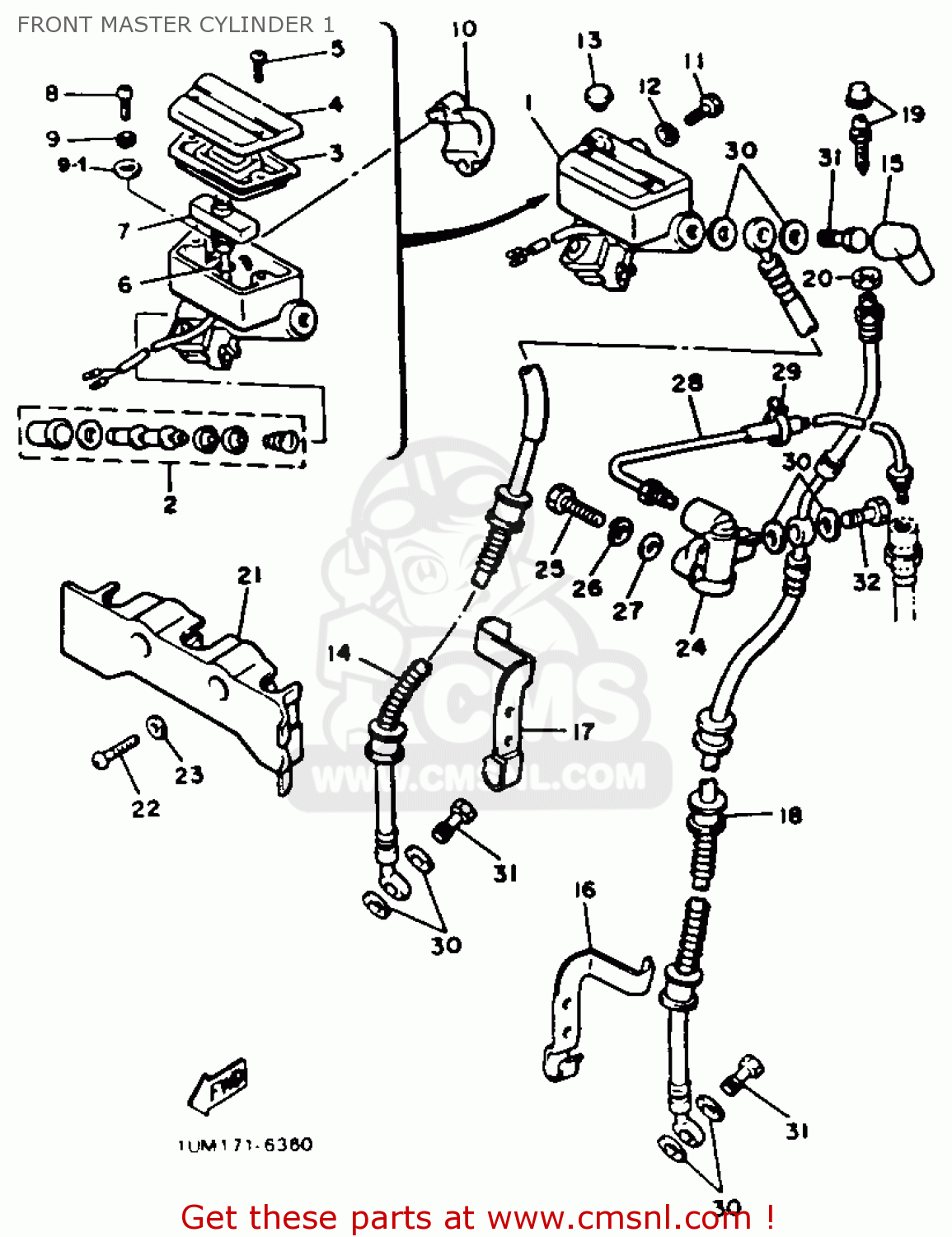 HOLDER, BRAKE HOSE 2 for XVZ13 VENTURE ROYALE 1987 (H) USA - order at CMSNL