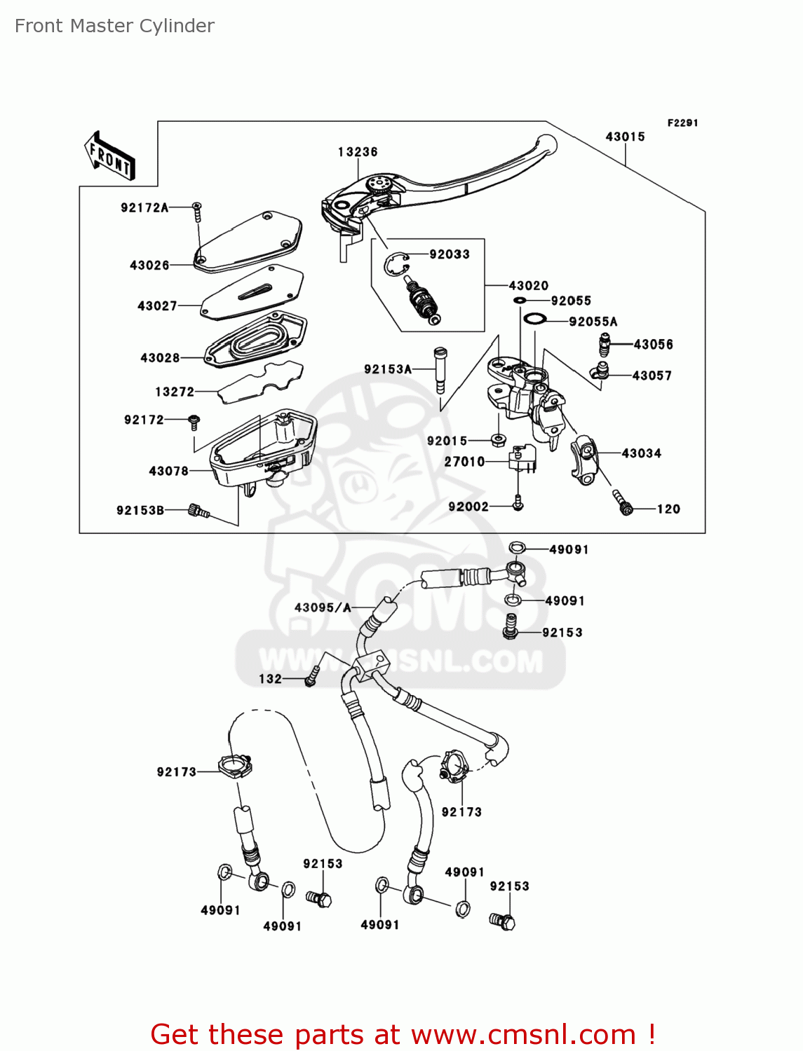Kawasaki HOSE-BRAKE,FR 430950490 Kawasaki HOSE-BRAKE,FR 430950490