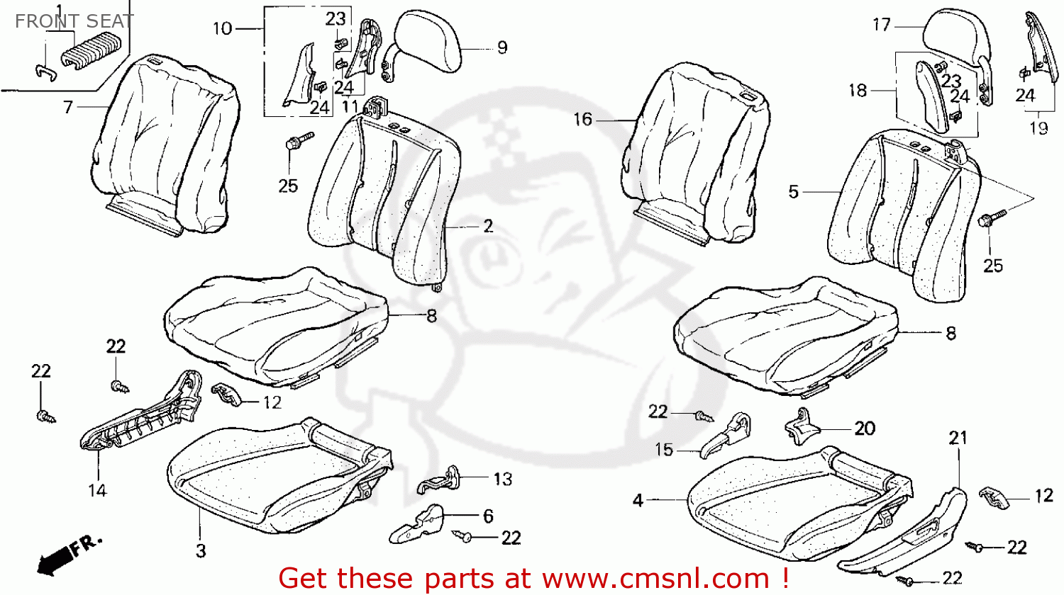 81540SR4A14ZA: Headrest *nh215l* Honda - buy the 81540-SR4-A14ZA at CMSNL