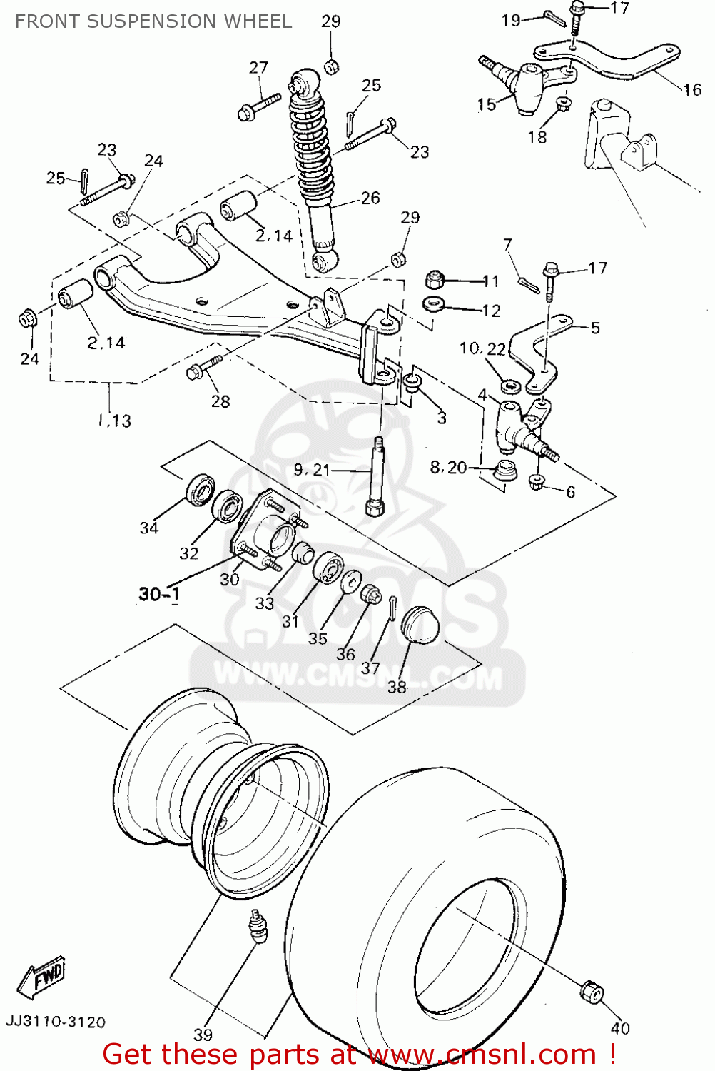 JJ3F351600 King Pin, Steering Knuckle Yamaha buy the JJ3F351600 at