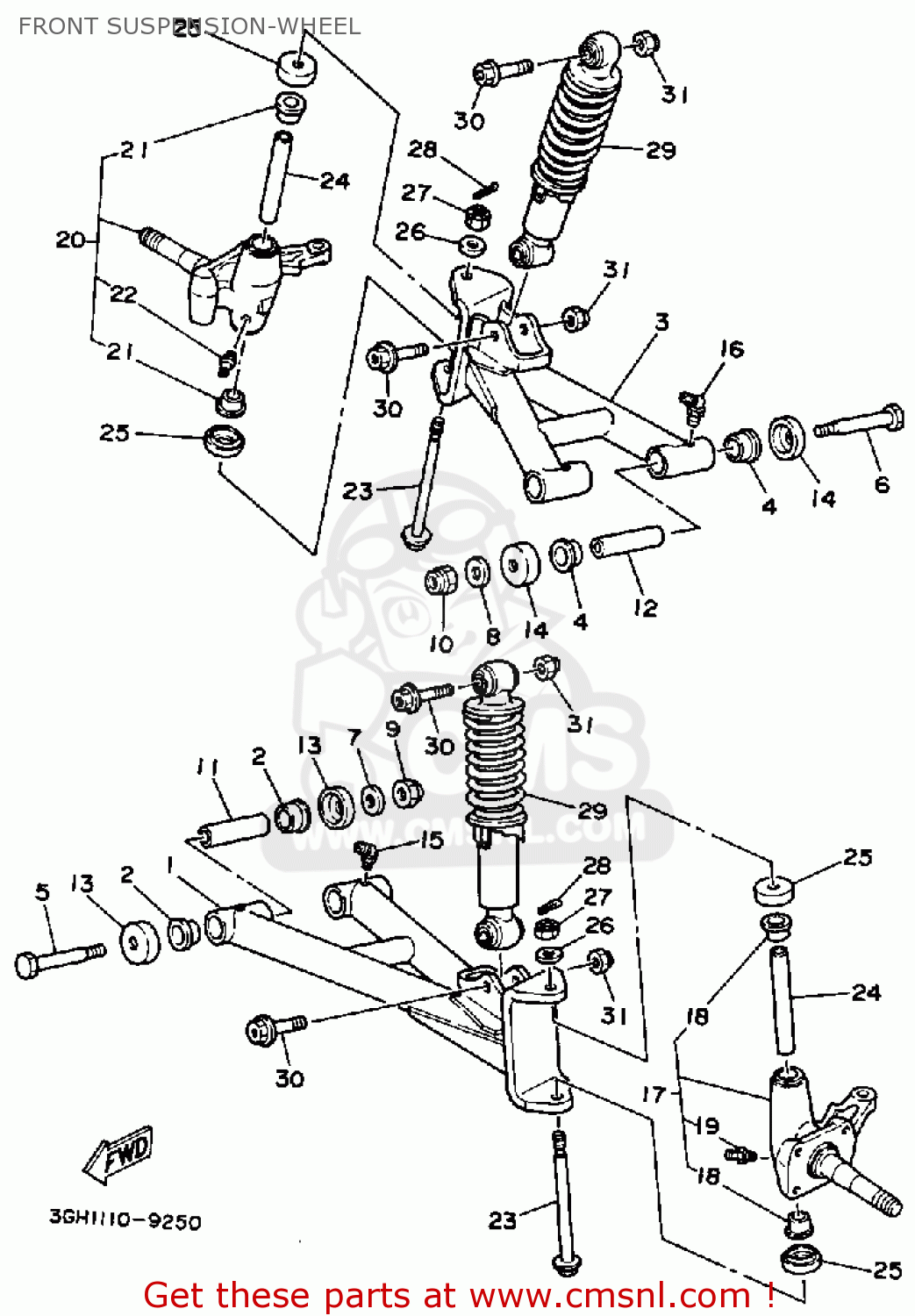 3GH233500033: Shock Absorber Assy Yamaha - buy the 3GH-23350-00-33 at CMSNL