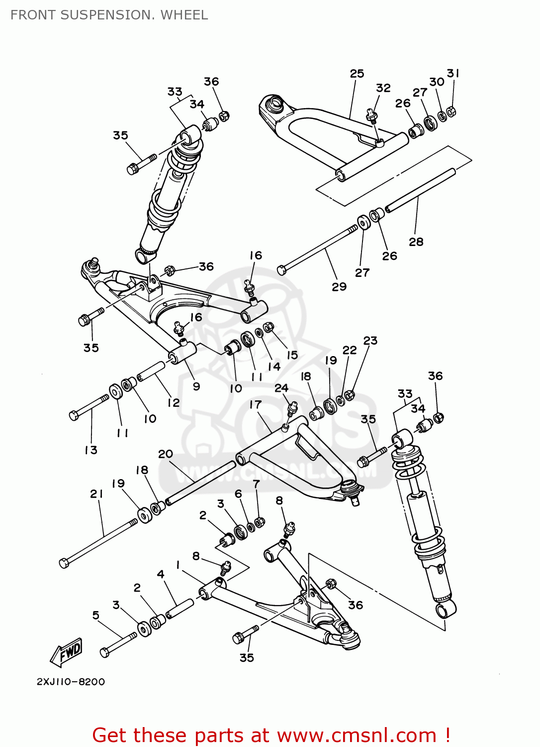 2XJ235400135: Front Upper Arm Com.(left) Yamaha - buy the 2XJ-23540-01 ...