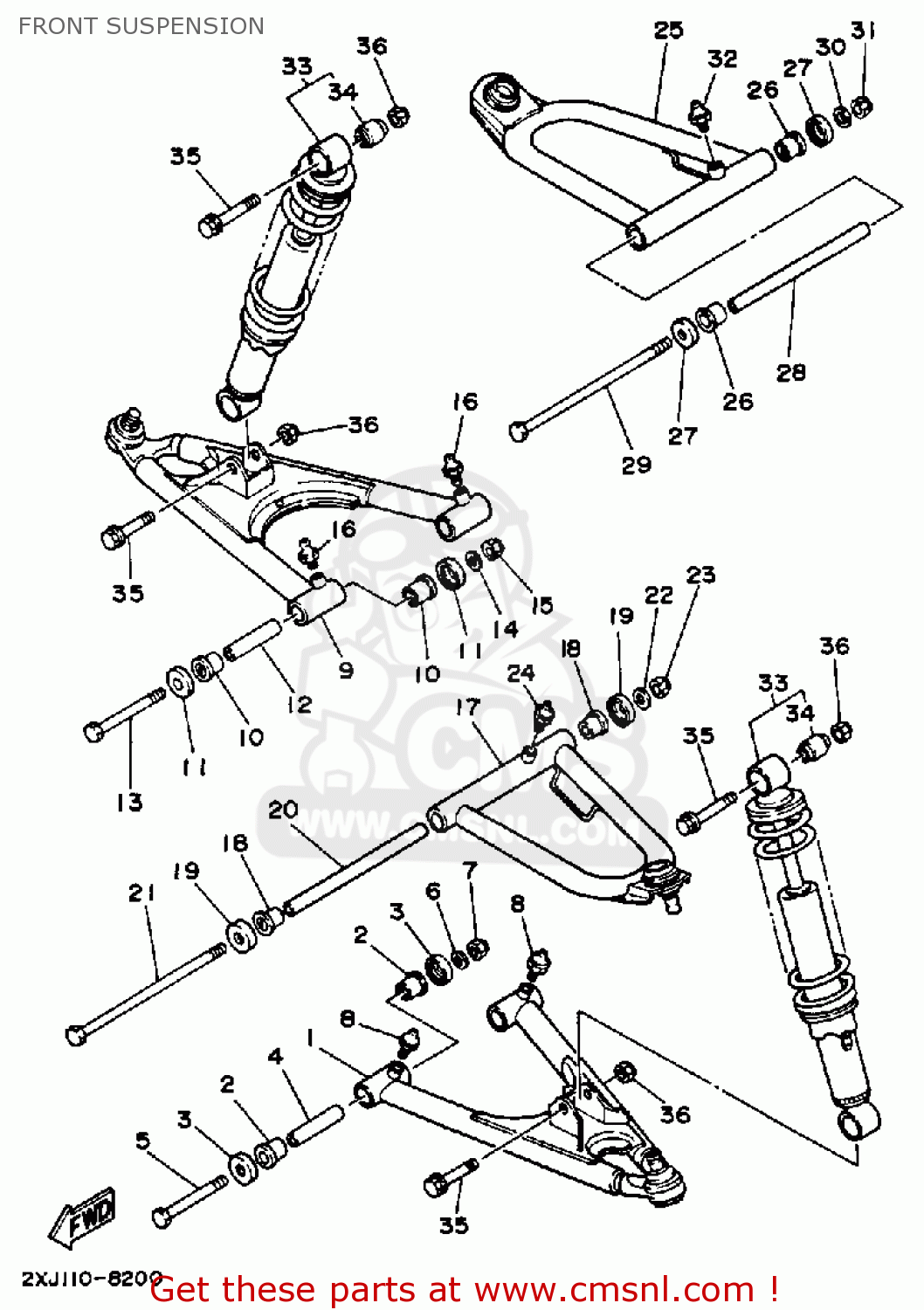 2XJ235700035: Front Lower Arm Comp.(left) Yamaha - buy the 2XJ-23570-00 ...