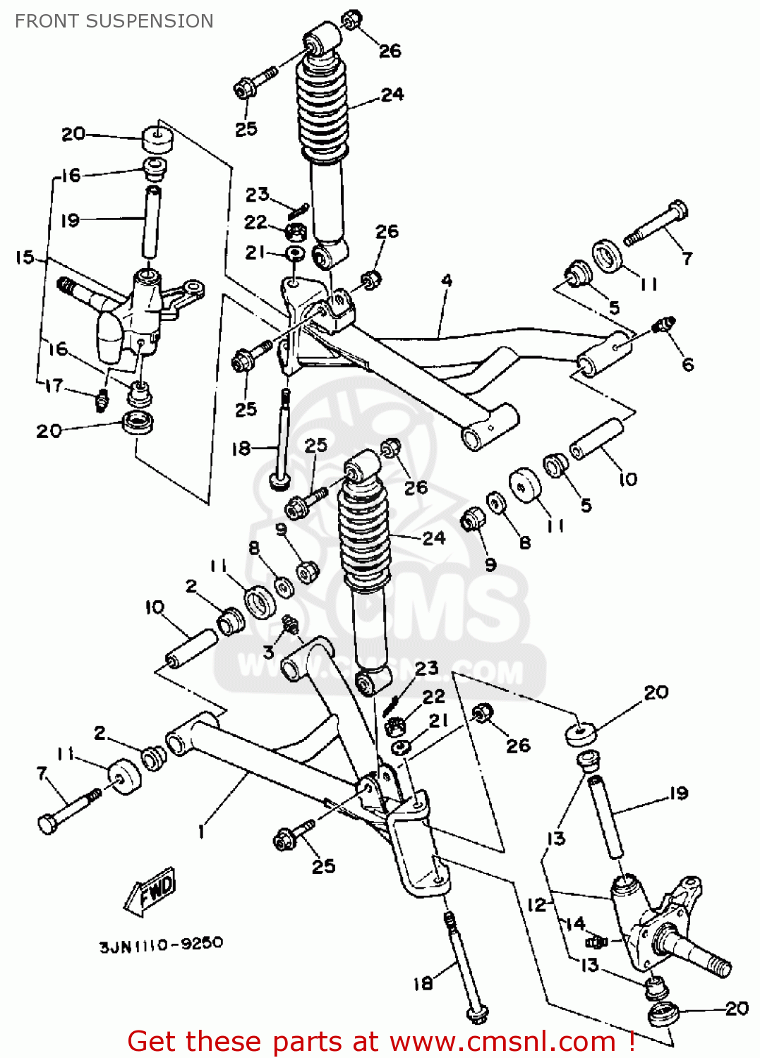 KNUCKLE, STEERING COMP. for YFM250W MOTO-4 1989 - order at CMSNL