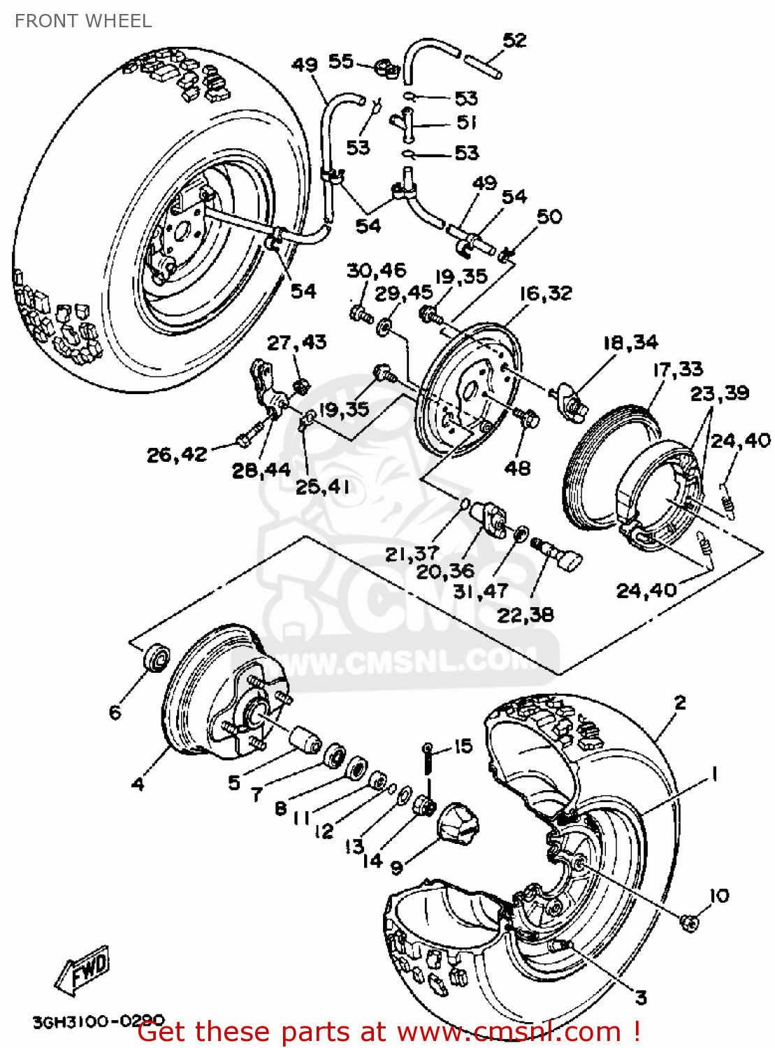HUB, FRONT for YFM350ERW MOTO4 1989 order at CMSNL