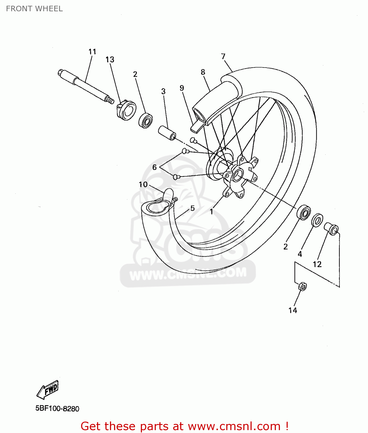 5BF2511100 Hub, Front Yamaha buy the 5BF2511100 at CMSNL