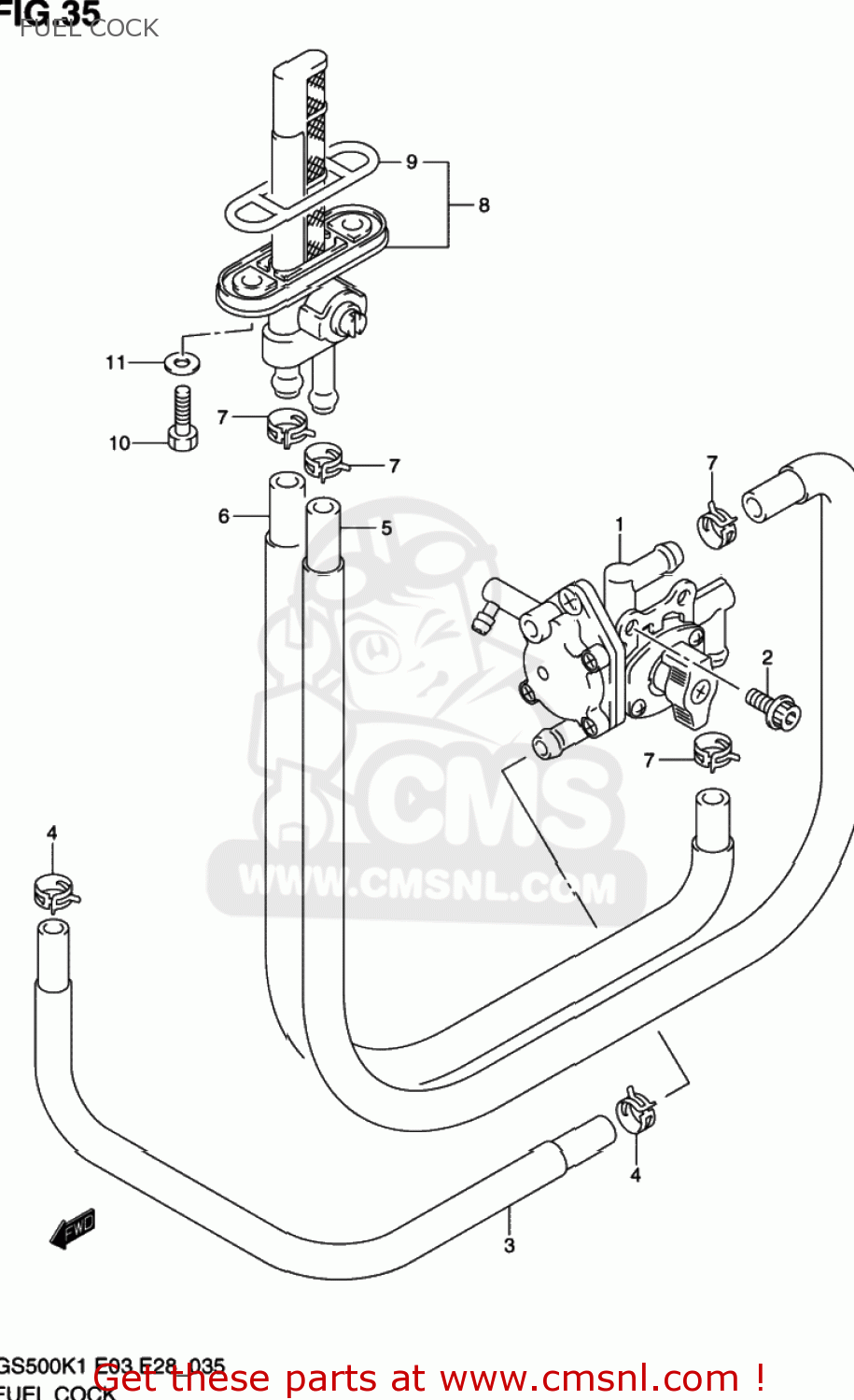 HOSE,FUEL RESERVE for GS500 2001 (K1) USA (E03) order at CMSNL