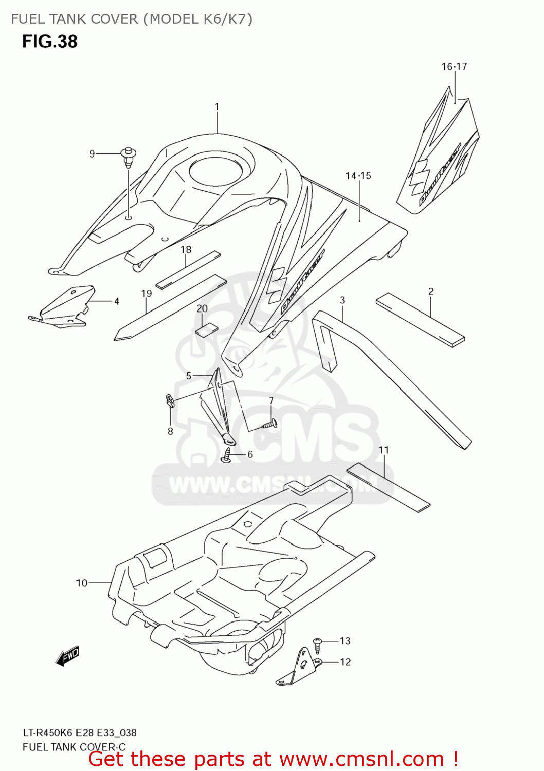 4427145G00YU1: Cover,fuel Tank Suzuki - buy the 44271-45G00-YU1 at CMSNL