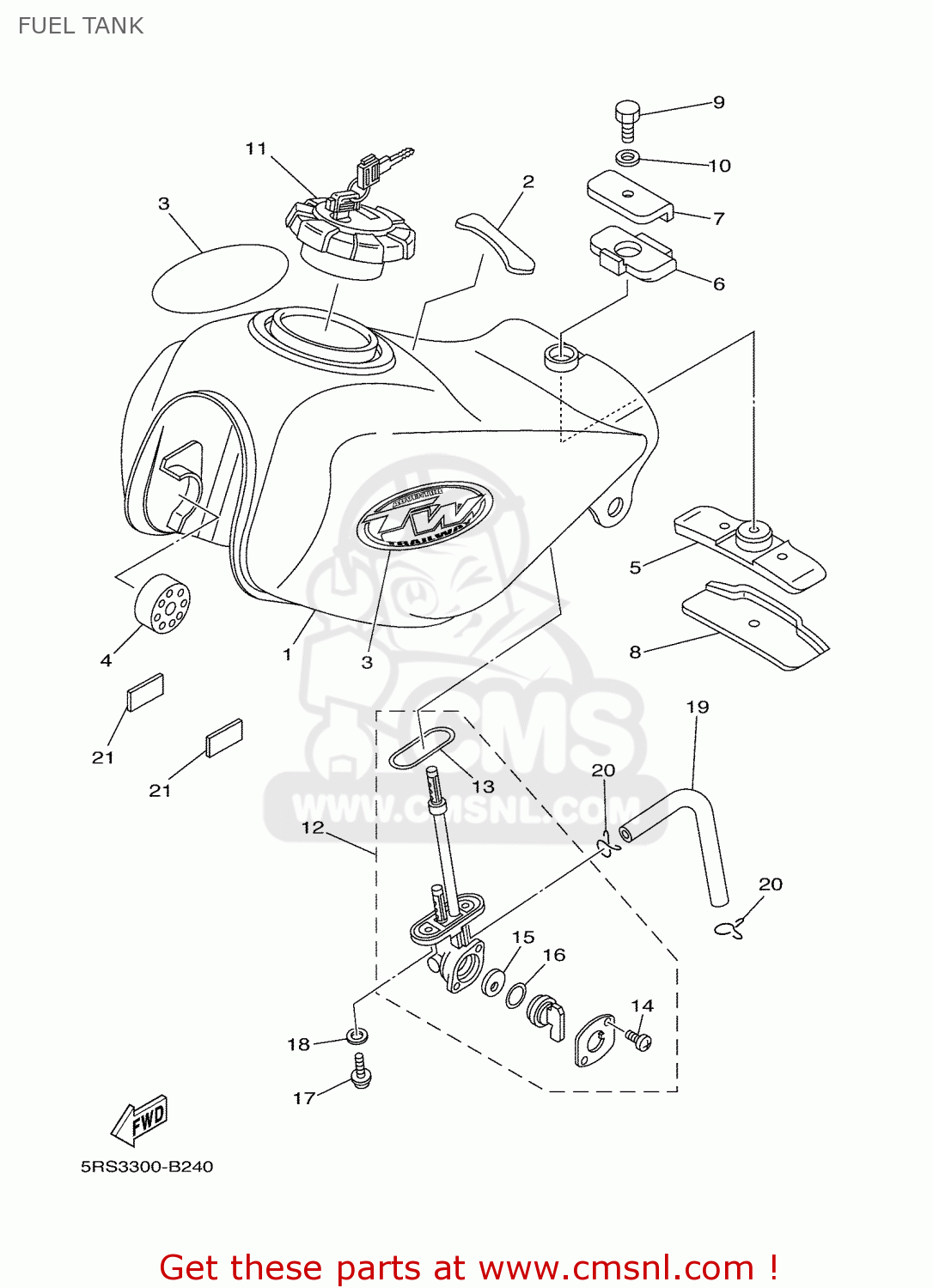 5RSYK24110P0: Fuel Tank Comp. Yamaha - buy the 5RS-YK241-10-P0 at CMSNL