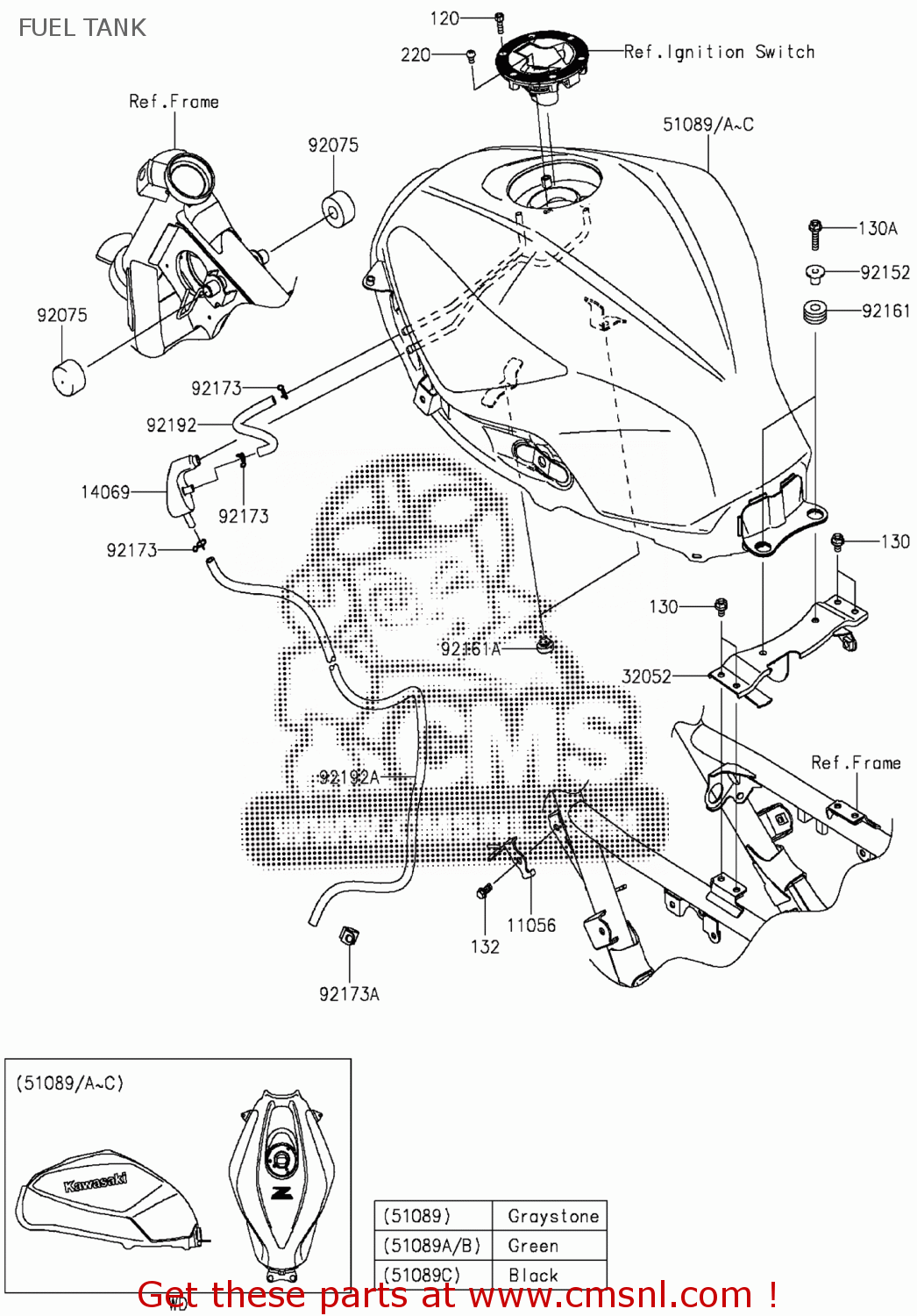 51089529635K: Tank-comp-fuel,c.f.b. Kawasaki - buy the 51089-5296-35K ...