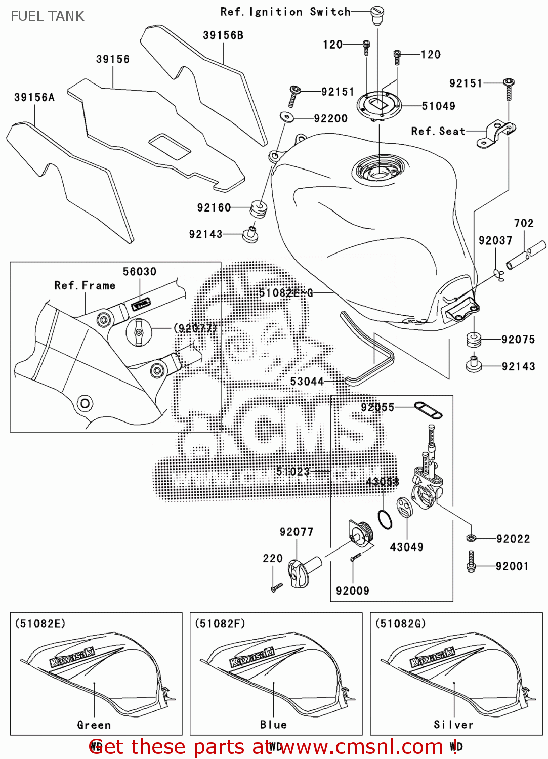 Kawasaki TANK-COMP-FUEL,L.GREE 5108253987F Kawasaki TANK-COMP-FUEL,L.GREE 5108253987F