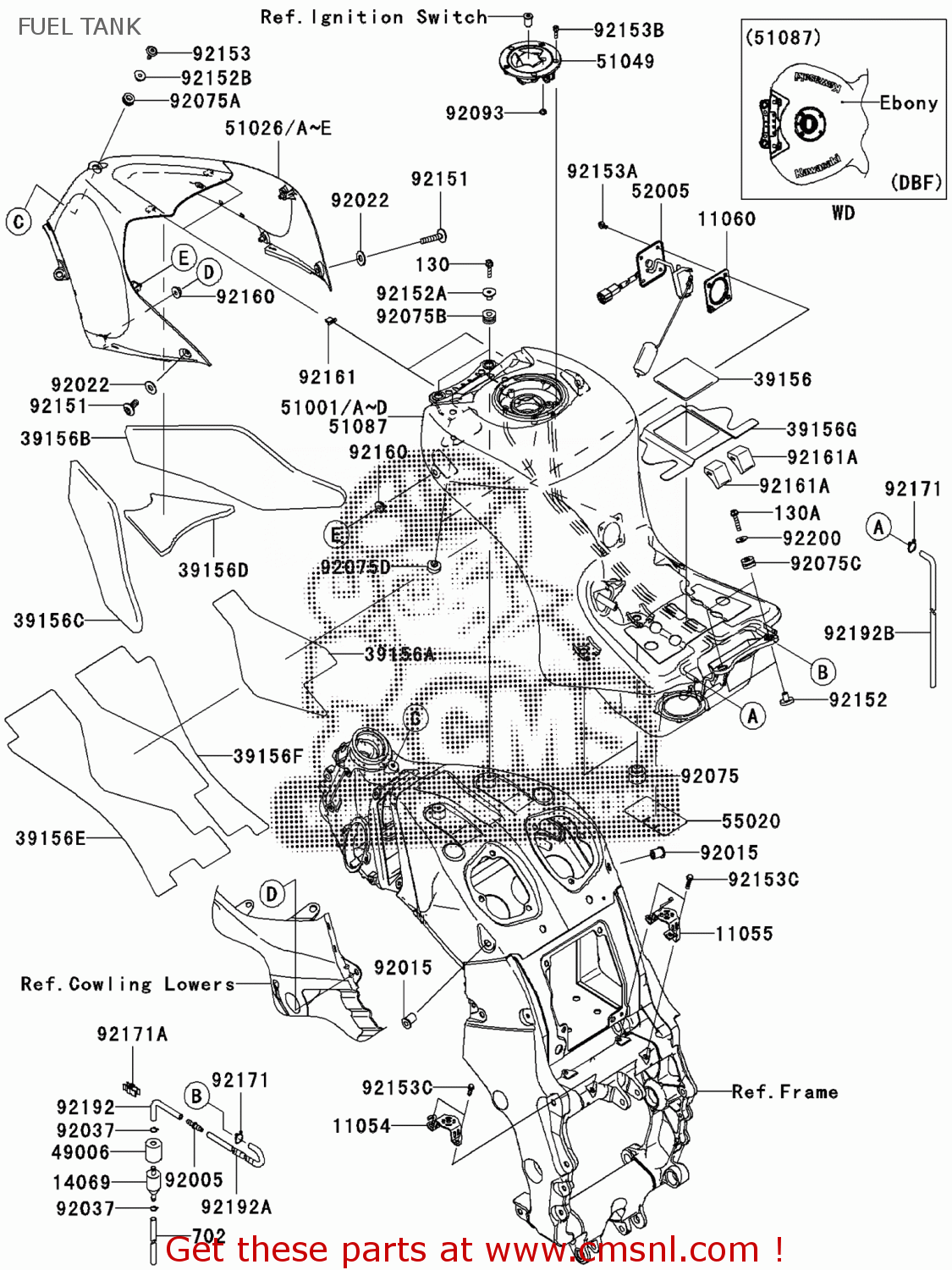 Kawasaki TANK-COMP-FUEL,M.BLAC 51001021317K Kawasaki TANK-COMP-FUEL,M.BLAC 51001021317K