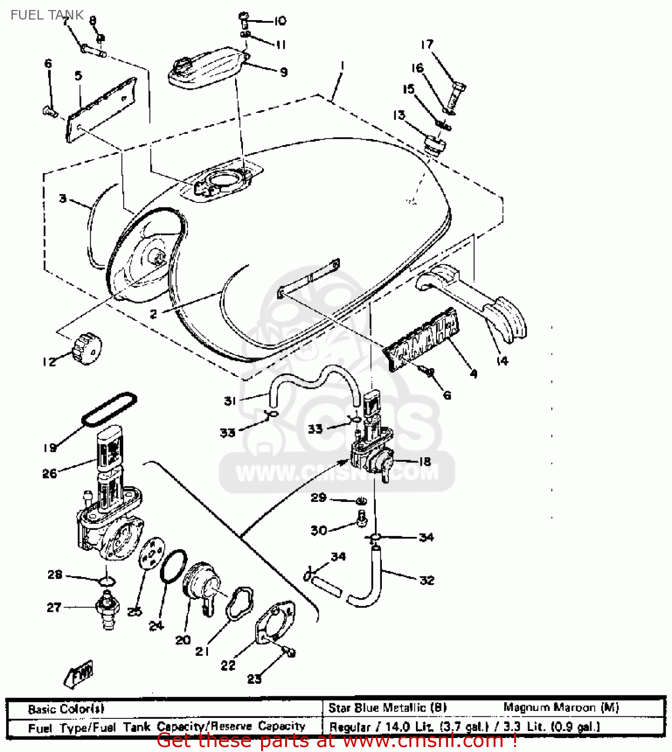 2L0241100002: Fuel Tank Comp Mgnm Maroon Yamaha - buy the 2L0-24110-00 ...