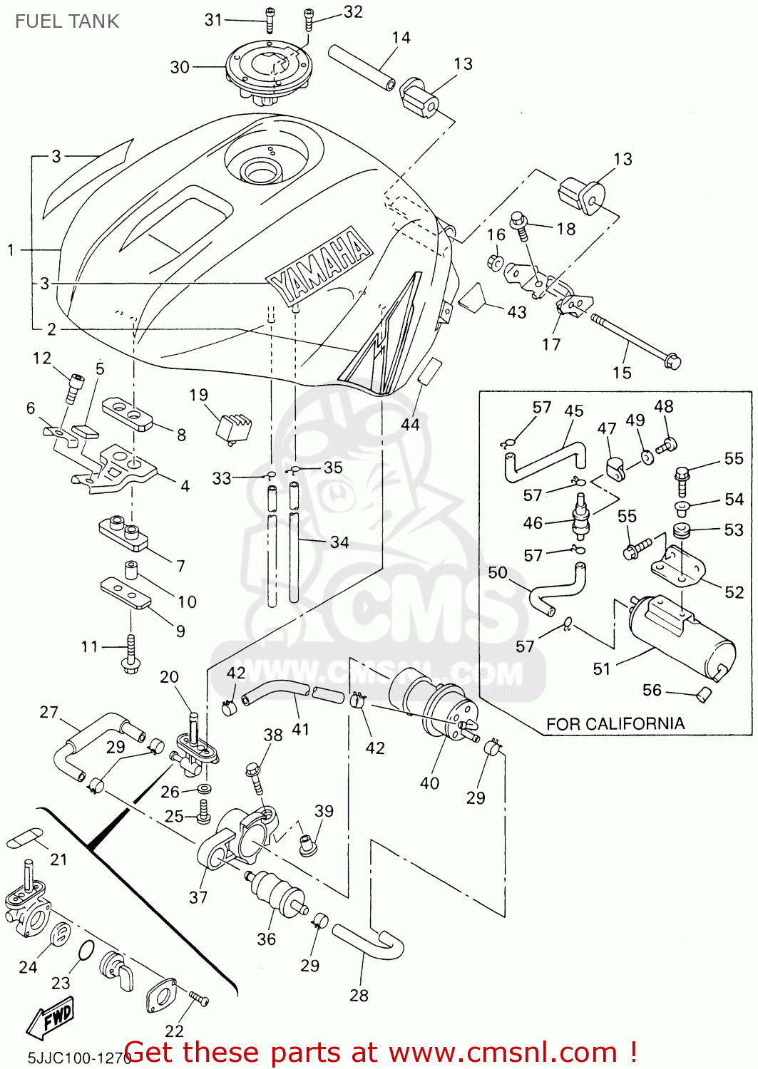 5JJY24103005: Fuel Tank Comp. Yamaha - buy the 5JJ-Y2410-30-05 at CMSNL