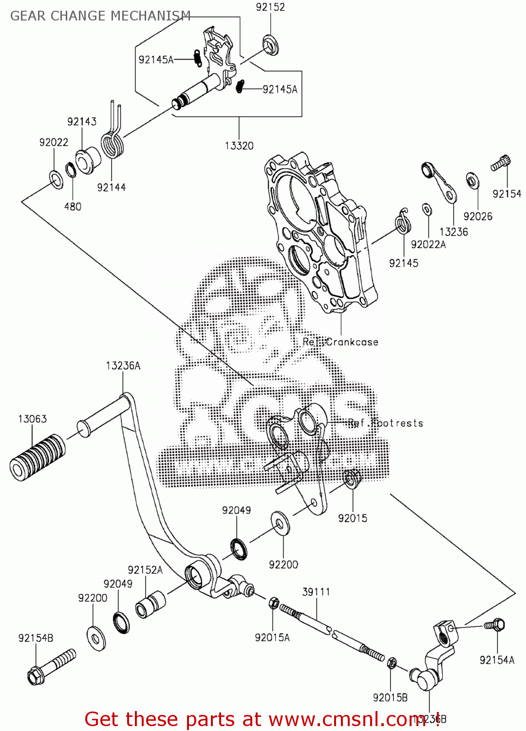 Kawasaki LEVER-COMP,CHANGE PED 132360755 Kawasaki LEVER-COMP,CHANGE PED 132360755