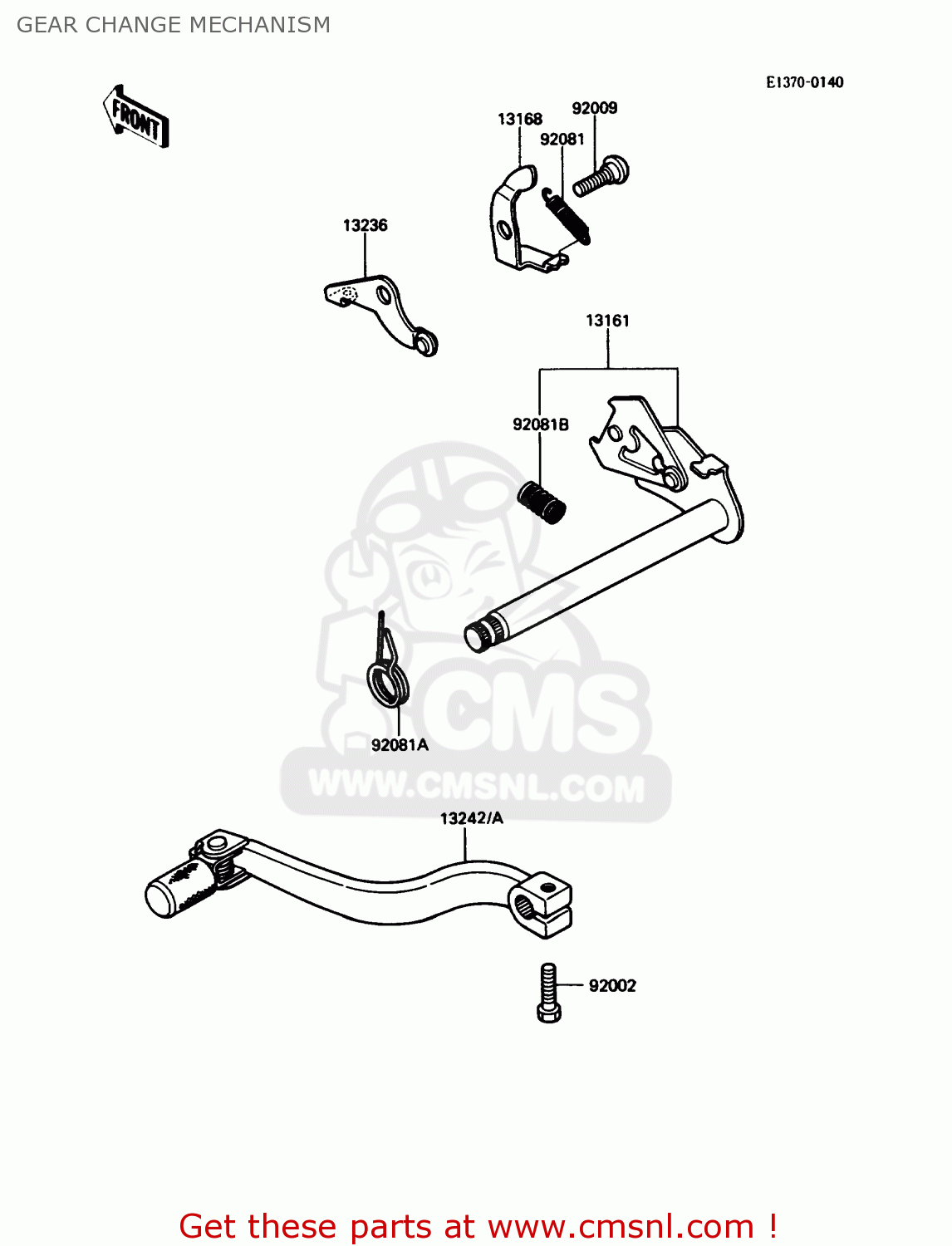 132421184: Lever-assy-change,ped Kawasaki - buy the 13242-1184 at CMSNL