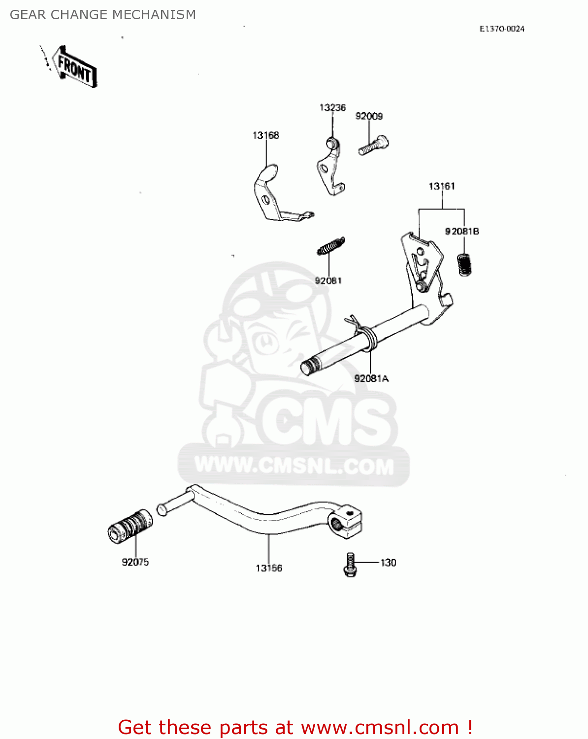 131561049: Lever-change,pedal Kawasaki - buy the 13156-1049 at CMSNL