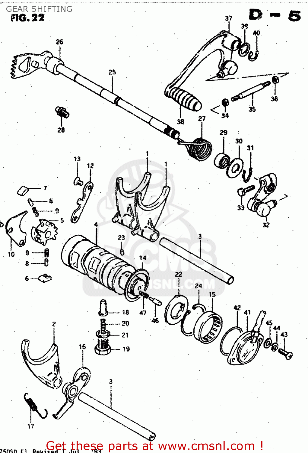 ARM,GEAR SHIFT for GS1100S 1983 (D) USA (E03) order at CMSNL