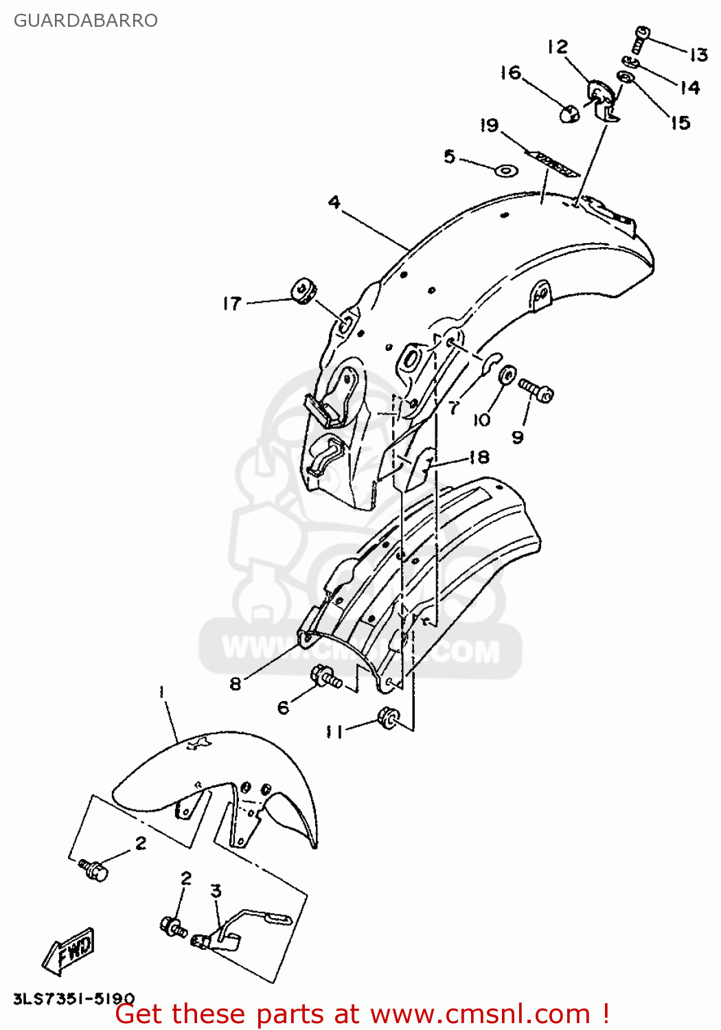 Yamaha FRONT FENDER COMP. 2UJ21510004B Yamaha FRONT FENDER COMP. 2UJ21510004B
