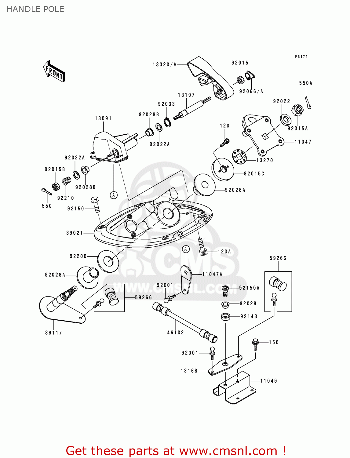 133203716: Lever-assy,reverse Kawasaki - buy the 13320-3716 at CMSNL