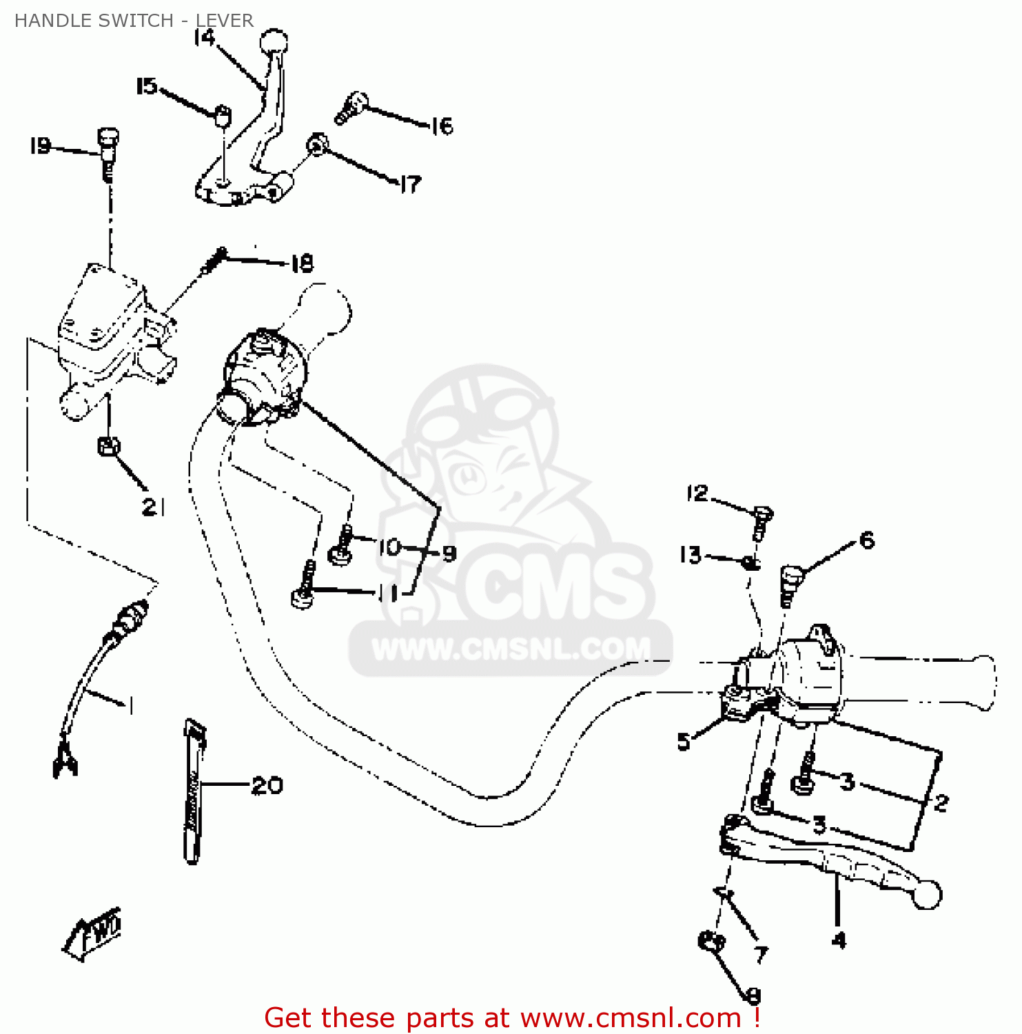 SWITCH, HANDLE 3 (L.H) for XS650-2 1979 USA - order at CMSNL