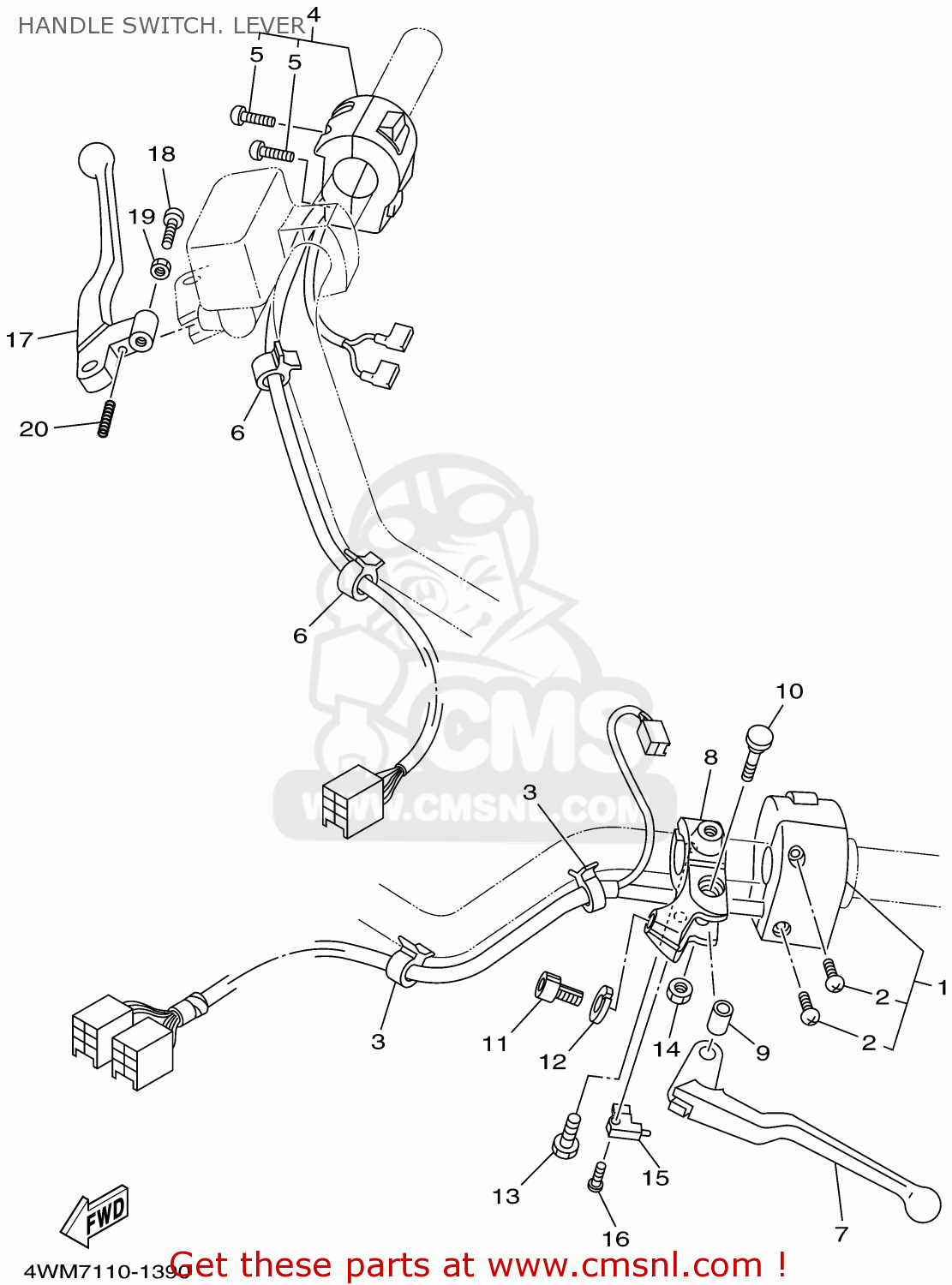 4WM8397501: Switch, Handle 2 Yamaha - buy the 4WM-83975-01 at CMSNL