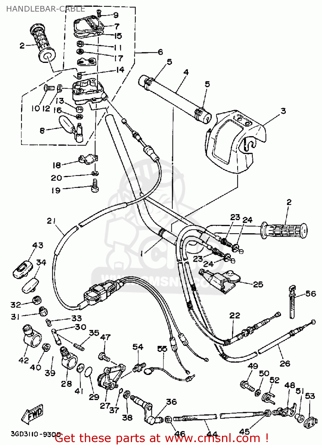 Yamaha PROTECTOR, HANDLEBAR 3GD2612400 Yamaha PROTECTOR, HANDLEBAR 3GD2612400