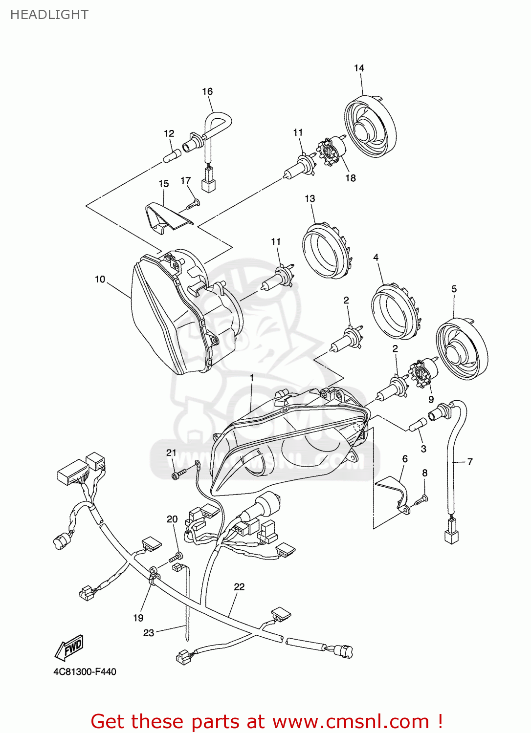 4C88435900: Cord, Headlight Yamaha - buy the 4C8-84359-00-00 at CMSNL