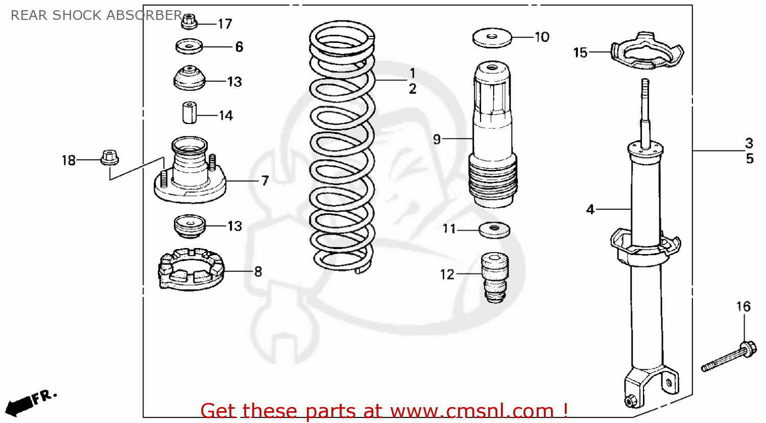 Honda Accord 1995 2dr Lx (ka,kl) Rear Shock Absorber - schematic partsfiche