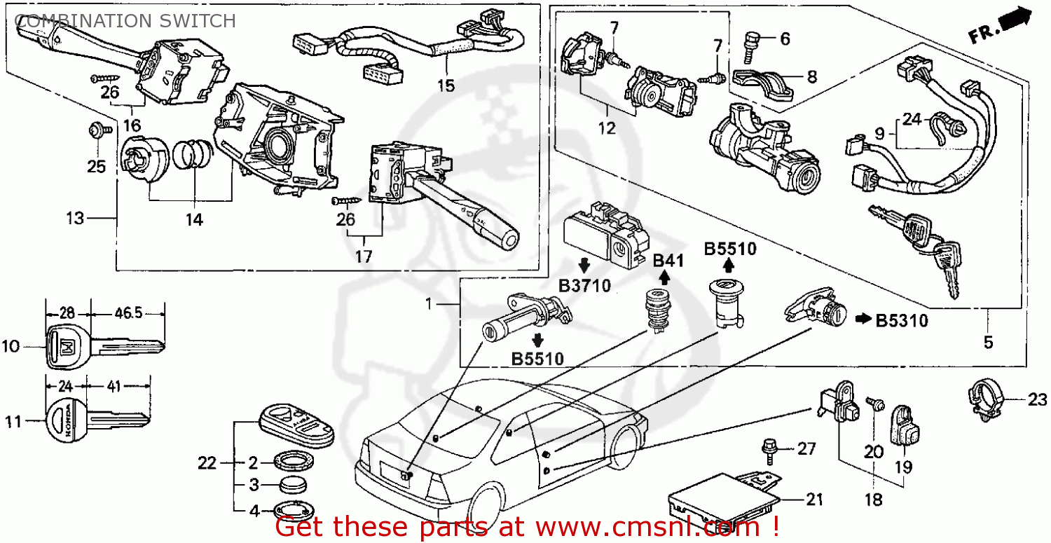 Honda ACCORD 1997 (V) 2DR EX (KA) parts lists and schematics
