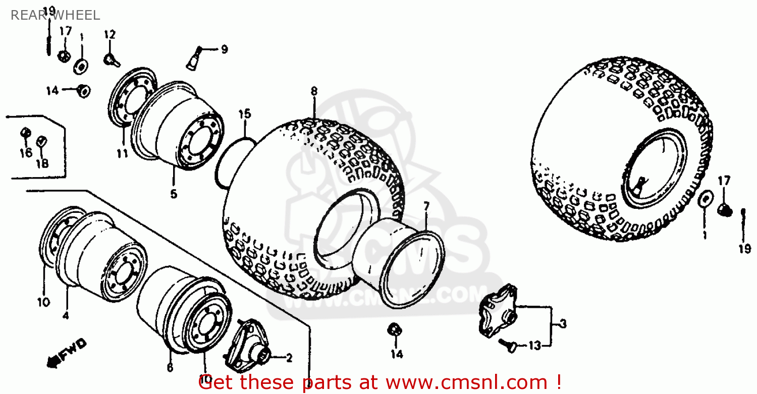 Honda ATC110 1984 (E) USA REAR WHEEL - buy REAR WHEEL spares online