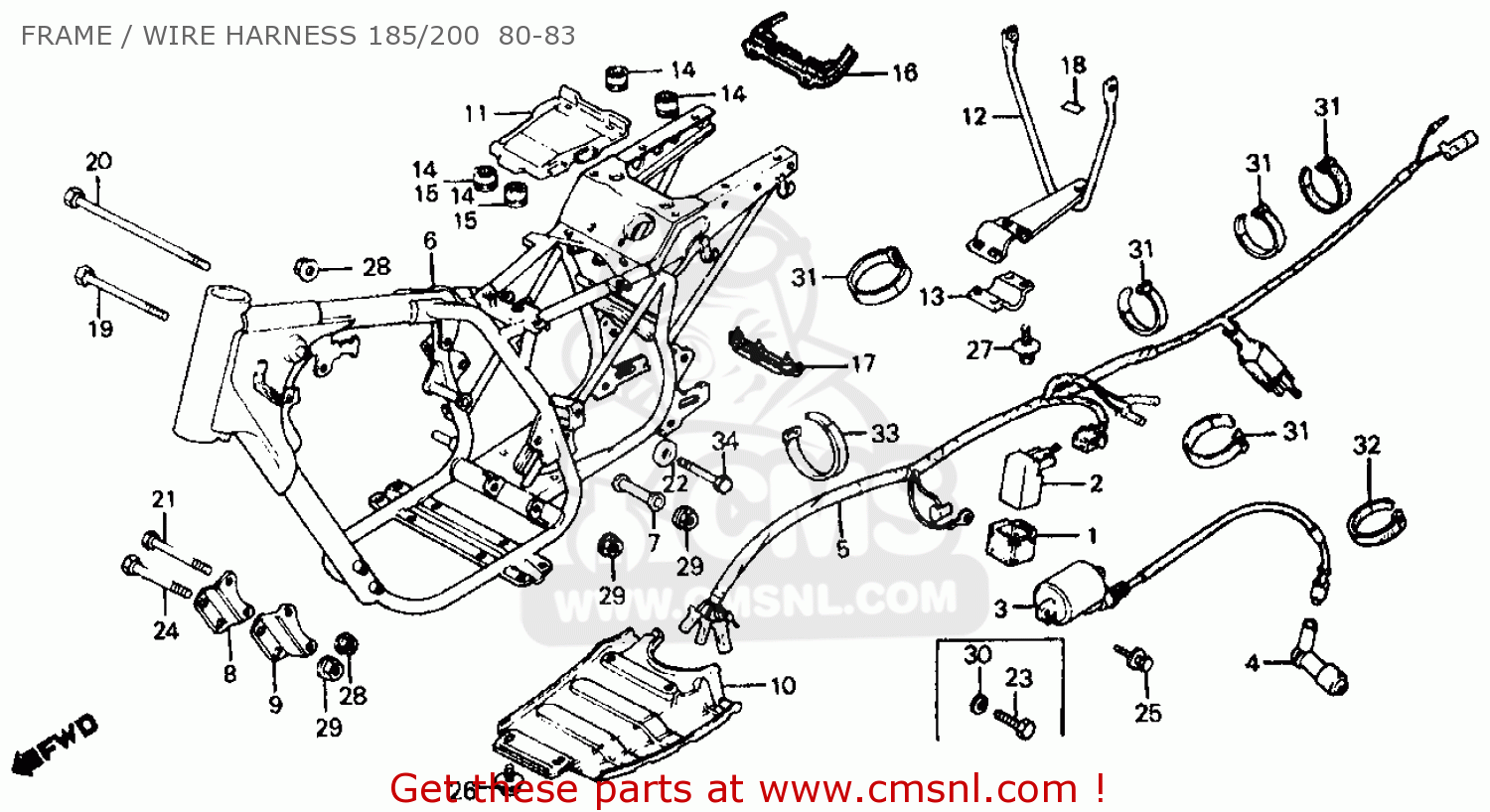 Honda ATC200 1981 (B) USA FRAME / WIRE HARNESS 185/200 80-83 - buy ...
