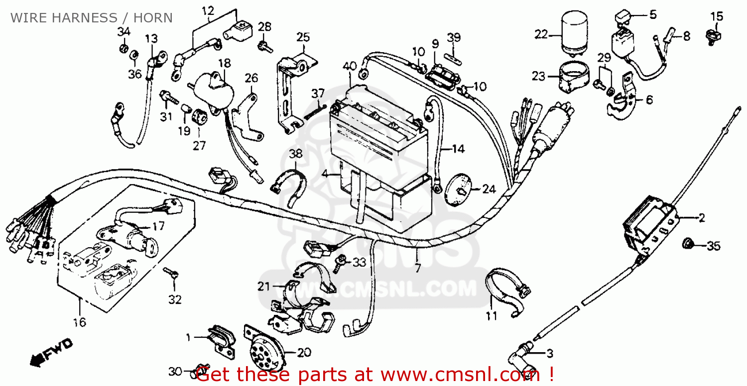 Honda C70 PASSPORT 1980 (A) USA WIRE HARNESS / HORN - buy ... 2000 cb750 wiring diagram 