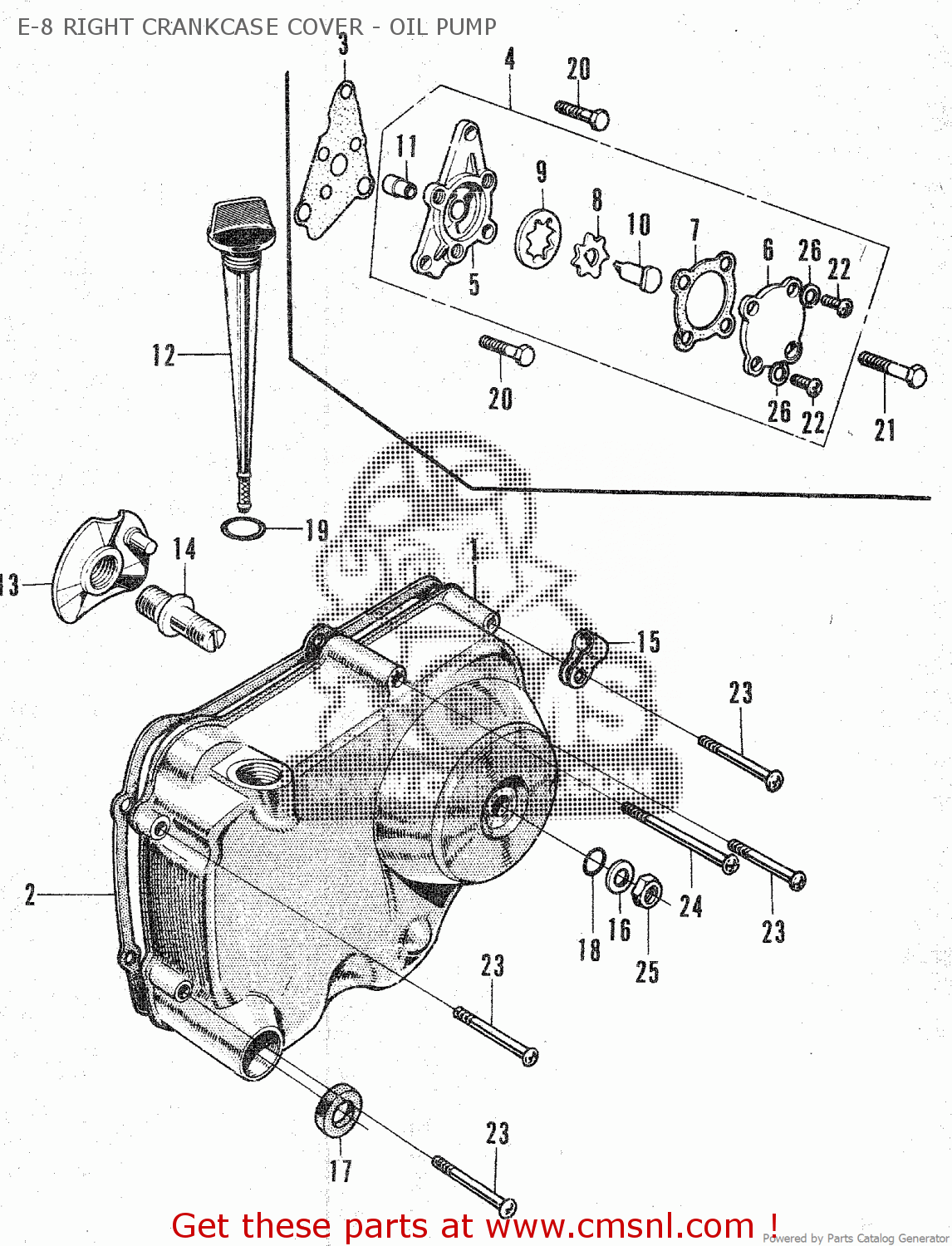 Honda C70M GENERAL EXPORT E-8 RIGHT CRANKCASE COVER - OIL PUMP - buy E