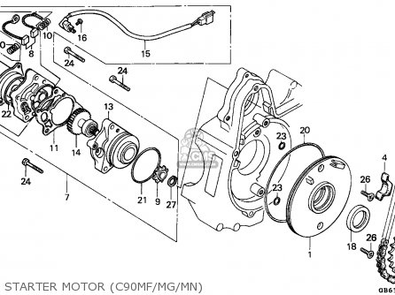 Honda C90M CUB 1986 (G) ENGLAND / SEL SSW parts lists and schematics