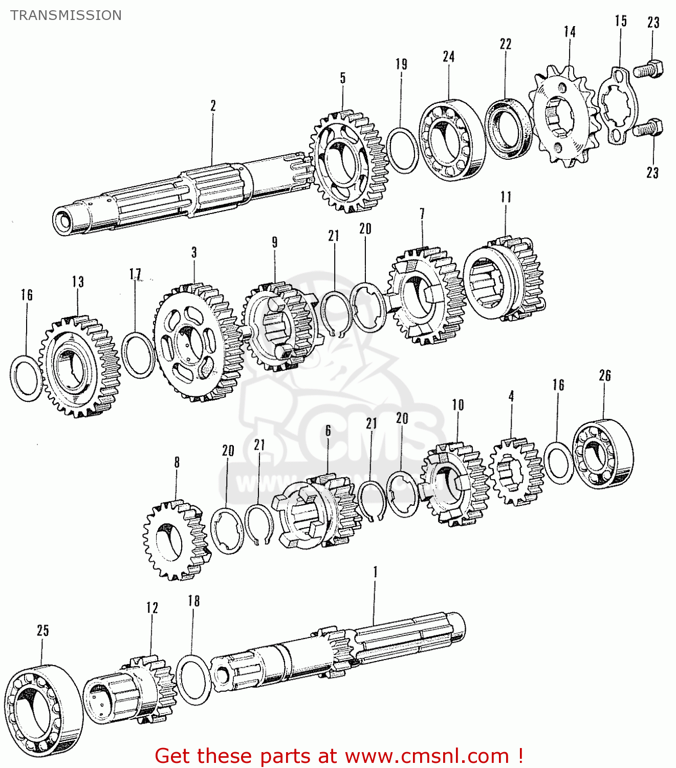 Honda CB100K2 SUPER SPORT ASIA HONDA TRANSMISSION buy TRANSMISSION spares online