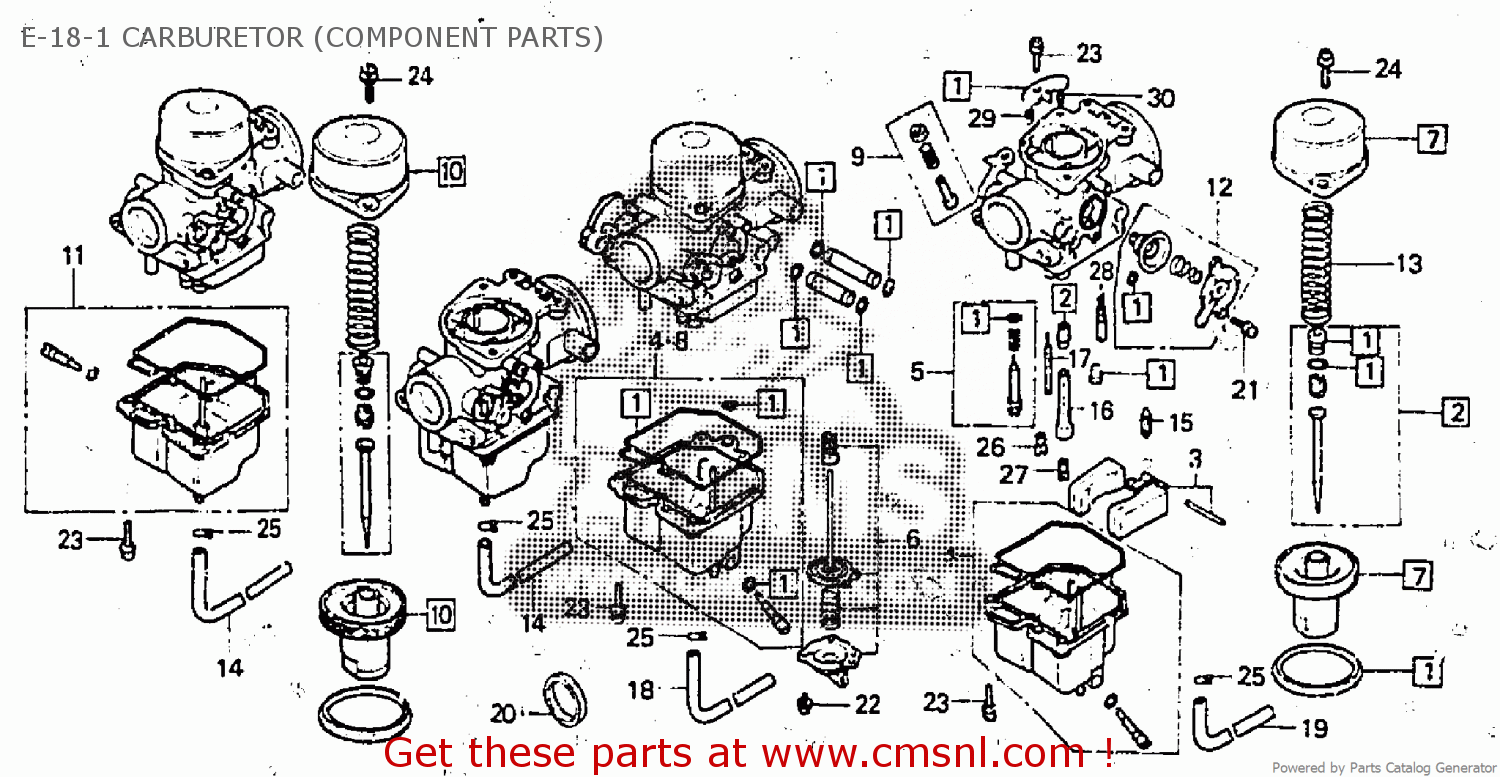 Honda CB1100F 1983 (D) ITALY E-18-1 CARBURETOR (COMPONENT PARTS) - buy ...