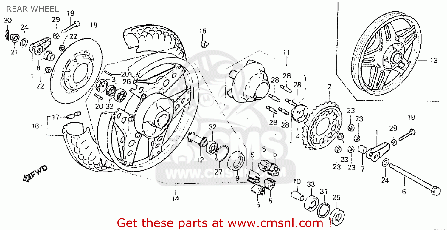 Honda CB1100RBI AUSTRALIA (13MA3B24) REAR WHEEL - buy REAR WHEEL spares ...